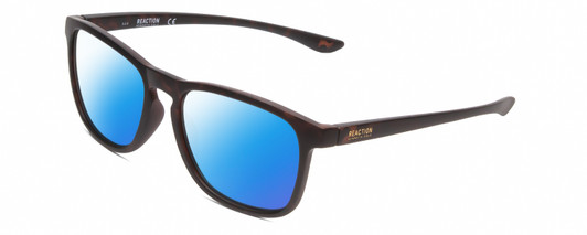 Profile View of Kenneth Cole Reaction KC2834 Designer Polarized Sunglasses with Custom Cut Blue Mirror Lenses in Matte Black Burgundy Tortoise Unisex Square Full Rim Acetate 56 mm