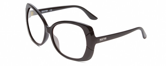 Profile View of Kenneth Cole Reaction KC2841 Designer Reading Eye Glasses in Gloss Black Ladies Butterfly Full Rim Acetate 58 mm
