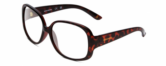 Profile View of Skechers SE6014 Designer Reading Eye Glasses in Tortoise Havana Crystal Ladies Round Full Rim Acetate 58 mm