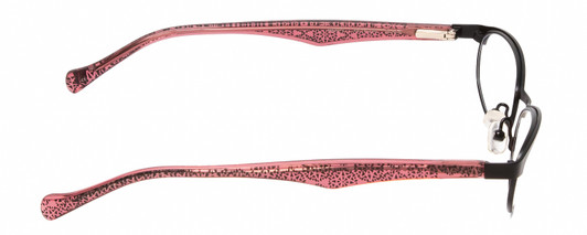 Side View of Lucky Brand Peppy Womens Oval Reading Glasses Black Snowflake Crystal Pink 49 mm