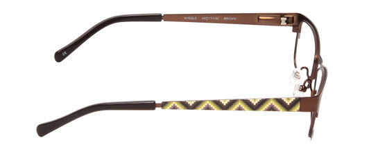 Side View of Lucky Brand Wiggle Womens Oval Designer Reading Glasses Brown Mosaic Green 49 mm