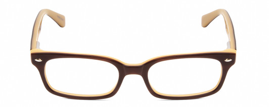 Front View of Lucky Brand Wonder KIDS Unisex Reading Glasses in Brown Ivory White Crystal 46mm