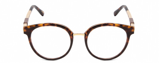 Front View of Chopard VCH239 Designer Reading Eye Glasses with Custom Cut Powered Lenses in Brown Tortoise Havana/Rose Gold Unisex Round Full Rim Acetate 50 mm