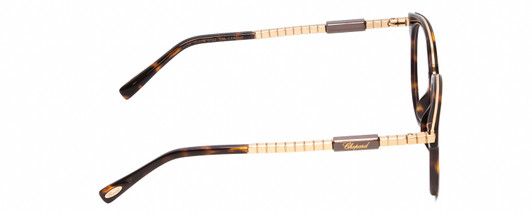 Side View of Chopard VCH239 Designer Reading Eye Glasses with Custom Cut Powered Lenses in Brown Tortoise Havana/Rose Gold Unisex Round Full Rim Acetate 50 mm