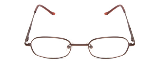 Front View of Metal Flex KIDS 1005 Girls Oval Designer Reading Glasses Shiny Auburn Brown 44mm