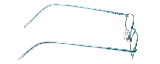 Side View of Metal Flex KIDS TT Girls Oval Designer Reading Glasses in Light Aqua Blue 46 mm