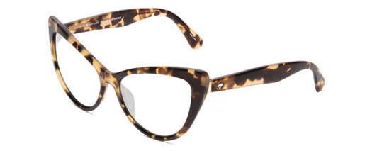 Profile View of Kate Spade KARINA Designer Blue Light Blocking Eyeglasses in Beige Tortoise Havana Crystal Ladies Cat Eye Full Rim Acetate 56 mm