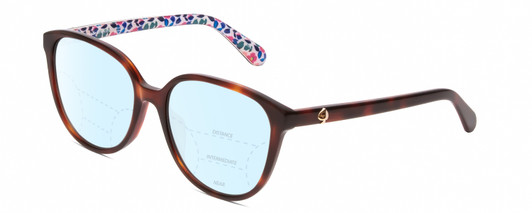 Profile View of Kate Spade VIENNE Designer Progressive Lens Blue Light Blocking Eyeglasses in Tortoise Havana Colorful Floral White Ladies Cat Eye Full Rim Acetate 54 mm