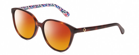 Profile View of Kate Spade VIENNE Designer Polarized Sunglasses with Custom Cut Red Mirror Lenses in Tortoise Havana Colorful Floral White Ladies Cat Eye Full Rim Acetate 54 mm