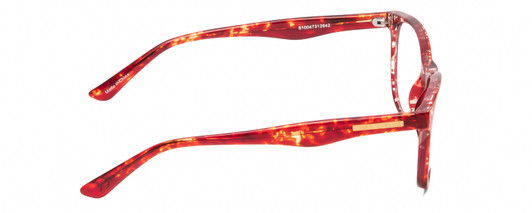 Side View of Calabria Prive Shawn Designer Single Vision Prescription Rx Eyeglasses in Crystal Cherry Red Tortoise Havana Ladies Panthos Full Rim Acetate 56 mm