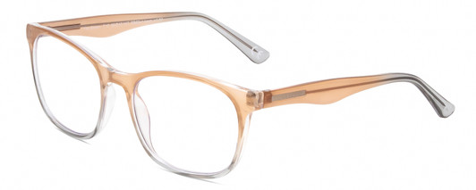 Profile View of Calabria Prive Shawn Designer Blue Light Blocking Eyeglasses in Cocoa Crystal Brown Gray Fade Ladies Panthos Full Rim Acetate 56 mm