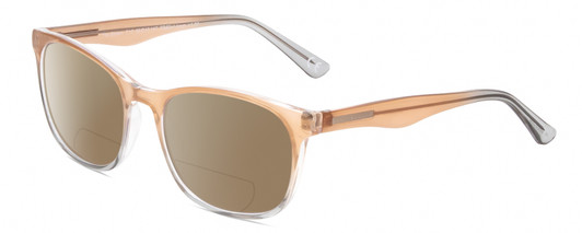 Profile View of Calabria Prive Shawn Designer Polarized Reading Sunglasses with Custom Cut Powered Amber Brown Lenses in Cocoa Crystal Brown Gray Fade Ladies Panthos Full Rim Acetate 56 mm