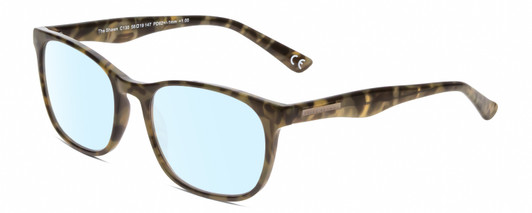 Profile View of Calabria Prive Shawn Designer Blue Light Blocking Eyeglasses in Olive Green Marble Ladies Panthos Full Rim Acetate 56 mm