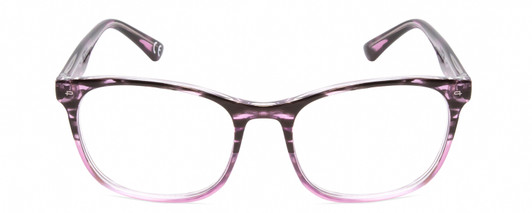 Front View of Calabria Prive Shawn Designer Single Vision Prescription Rx Eyeglasses in Crystal Purple Marble Stripe Ladies Panthos Full Rim Acetate 56 mm