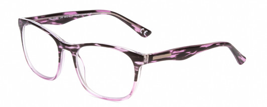 Profile View of Calabria Prive Shawn Designer Progressive Lens Blue Light Blocking Eyeglasses in Crystal Purple Marble Stripe Ladies Panthos Full Rim Acetate 56 mm