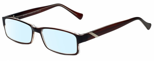 Profile View of 2000 and Beyond 3072 Designer Blue Light Blocking Eyeglasses in Brown Crystal Ladies Rectangular Full Rim Acetate 56 mm