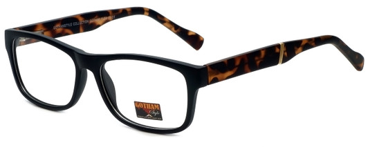 Profile View of Gotham Premium Flex 29 Designer Progressive Lens Blue Light Blocking Eyeglasses in Matte Black Unisex Square Full Rim Acetate 53 mm