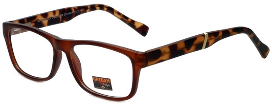Profile View of Gotham Premium Flex 29 Designer Blue Light Blocking Eyeglasses in Matte Brown Unisex Square Full Rim Stainless Steel 53 mm