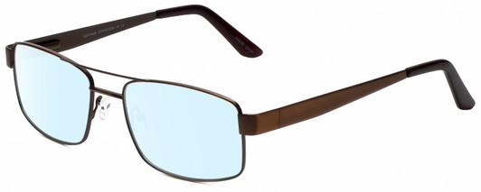 Profile View of Gotham Style 15 Designer Blue Light Blocking Eyeglasses in Antique Brown Mens Square Full Rim Metal 56 mm