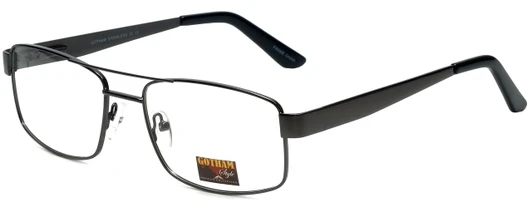 Profile View of Gotham Style 15 Designer Progressive Lens Blue Light Blocking Eyeglasses in Black Mens Square Full Rim Metal 56 mm