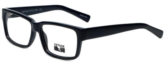 Profile View of Gotham Style 204 Designer Blue Light Blocking Eyeglasses in Black Unisex Rectangular Full Rim Acetate 56 mm