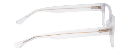 Side View of Big & Wide 1 Designer Reading Eye Glasses with Custom Cut Powered Lenses in Matte Crystal Clear Mens Square Full Rim Acetate 60 mm