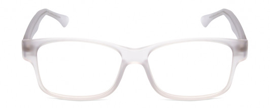 Front View of Big & Wide 1 Designer Bi-Focal Prescription Rx Eyeglasses in Matte Crystal Clear Mens Square Full Rim Acetate 60 mm