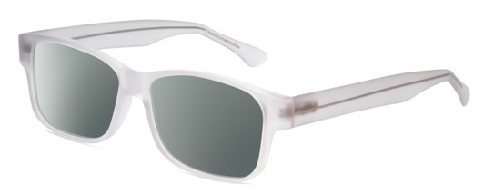 Profile View of Big & Wide 1 Designer Polarized Sunglasses with Custom Cut Smoke Grey Lenses in Matte Crystal Clear Mens Square Full Rim Acetate 60 mm