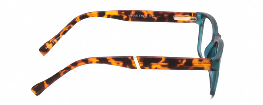 Side View of Gotham Premium Flex 29 Designer Blue Light Blocking Eyeglasses in Matte Blue Unisex Square Full Rim Acetate 53 mm