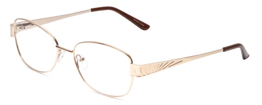 Profile View of Gotham Premium Stainless Steel 29 Designer Blue Light Blocking Eyeglasses in Gold Ladies Oval Full Rim Stainless Steel 54 mm