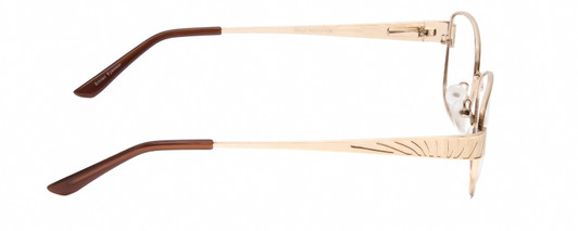 Side View of Gotham Premium Stainless Steel 29 Designer Progressive Lens Blue Light Blocking Eyeglasses in Gold Ladies Oval Full Rim Stainless Steel 54 mm