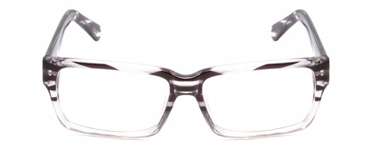 Front View of Gotham Style 204 Designer Bi-Focal Prescription Rx Eyeglasses in Black Crystal Stripes Unisex Rectangular Full Rim Acetate 56 mm