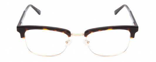 Front View of Times Square Liberty Designer Single Vision Prescription Rx Eyeglasses in Gold Demi-Tortoise Amber Unisex Panthos Semi-Rimless Metal 55 mm