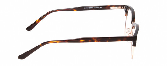 Side View of Times Square Liberty Designer Progressive Lens Blue Light Blocking Eyeglasses in Gold Demi-Tortoise Amber Unisex Panthos Semi-Rimless Metal 55 mm