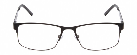 Front View of Gotham Premium Stainless Steel 12 Designer Reading Eye Glasses with Custom Cut Powered Lenses in Gunmetal Silver Unisex Rectangular Semi-Rimless Metal 58 mm