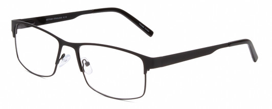 Profile View of Gotham Premium Stainless Steel 12 Designer Blue Light Blocking Eyeglasses in Gunmetal Silver Unisex Rectangular Semi-Rimless Metal 58 mm