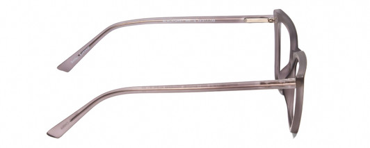 Side View of Gotham Flex 84 Designer Progressive Lens Blue Light Blocking Eyeglasses in Smoke Grey Matte Black Ladies Triangular Full Rim Acetate 49 mm