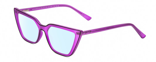 Profile View of Gotham Flex 84 Designer Blue Light Blocking Eyeglasses in Smoke Purple Matte Black Ladies Triangular Full Rim Acetate 49 mm