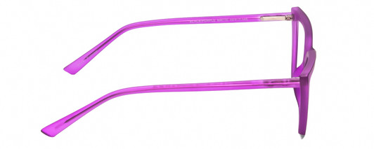 Side View of Gotham Flex 84 Designer Blue Light Blocking Eyeglasses in Smoke Purple Matte Black Ladies Triangular Full Rim Acetate 49 mm