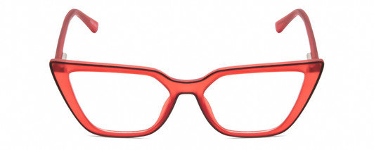 Front View of Gotham Flex 84 Designer Reading Eye Glasses with Custom Cut Powered Lenses in Smoke Red Matte Black Ladies Triangular Full Rim Acetate 49 mm