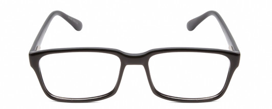 Front View of Gotham Premium Flex 42 Designer Bi-Focal Prescription Rx Eyeglasses in Gloss Black Mens Square Full Rim Acetate 56 mm