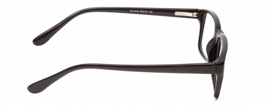 Side View of Gotham Premium Flex 42 Designer Blue Light Blocking Eyeglasses in Gloss Black Mens Square Full Rim Acetate 56 mm