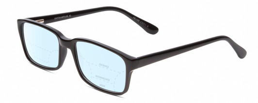 Profile View of Gotham Premium Flex 42 Designer Progressive Lens Blue Light Blocking Eyeglasses in Gloss Black Mens Square Full Rim Acetate 56 mm