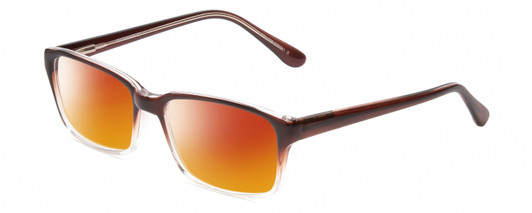 Profile View of Gotham Premium Flex 42 Designer Polarized Sunglasses with Custom Cut Red Mirror Lenses in Brown Crystal Fade Mens Square Full Rim Acetate 56 mm