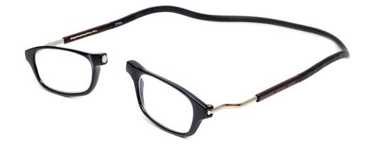 Profile View of Snap Magnetic SP01-C1 Designer Blue Light Blocking Eyeglasses in Gloss Black Silver Unisex Oval Full Rim Plastic 52 mm
