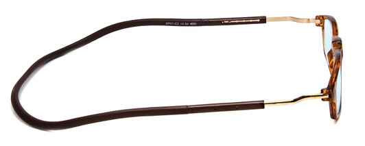 Side View of Snap Magnetic SP01-C2 Designer Blue Light Blocking Eyeglasses in Dark Brown Tortoise Havana Red Unisex Oval Full Rim Plastic 52 mm