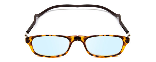 Front View of Snap Magnetic SP01-C2 Designer Blue Light Blocking Eyeglasses in Dark Brown Tortoise Havana Red Unisex Oval Full Rim Plastic 52 mm
