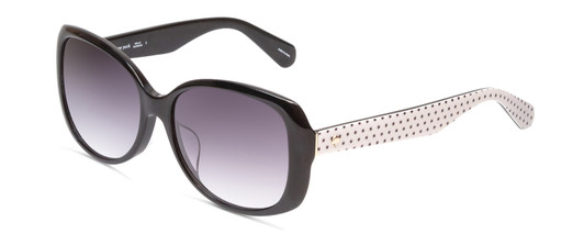 Profile View of Kate Spade Amberlyn/F/S Women Sunglasses in Black Gold White Polka Dot/Grey 57mm