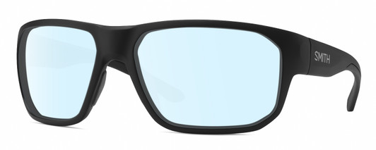 Profile View of Smith Optics Arvo Designer Blue Light Blocking Eyeglasses in Matte Black Mens Rectangle Full Rim Acetate 61 mm
