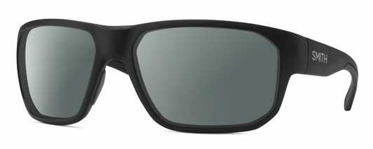 Profile View of Smith Optics Arvo Designer Polarized Sunglasses with Custom Cut Smoke Grey Lenses in Matte Black Mens Rectangle Full Rim Acetate 61 mm